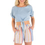 Juniors' Lyla Cotton Chambray Tie-Front Top