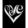 Women's Long Sleeve Word Art Script Love Heart T-shirt