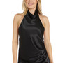 Juniors' High-Neck Satin Mini Dress