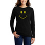 Women's Be Happy Smiley Face Word Art Long Sleeve T-shirt