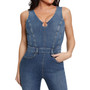 Women's Ester Horseshoe-Neck Denim Jumpsuit