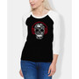 Women's Raglan Music Notes Skull Word Art T-shirt