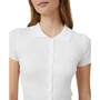 Women's Short Sleeve Rib Button Polo Top