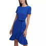 Ruffled Tulip-Hem Crepe Dress