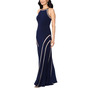 Women's Mesh-Detail Boat-Neckline Gown