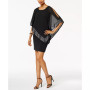 Metallic-Trim Capelet Sheath Dress