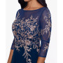 Embroidered 3/4-Sleeve Gown