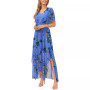 Women's Smocked-Waist Flutter-Sleeve Maxi Dress