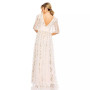 Women's Floral Ruffle Detail Long V-Neck Gown