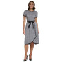 Women's Faux-Leather-Trim Plaid Fit & Flare Dress