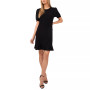 Women's Mixed-Media Puffed Clip Dot Sleeve Dress