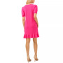 Women's Mixed-Media Puffed Clip Dot Sleeve Dress