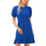 Women's Mixed-Media Puffed Clip Dot Sleeve Dress