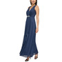 Women's V-Neck Beaded-Waist Glitter Gown