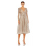 Women's Embellished Long Sleeve Wrap Over Dress
