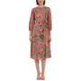 Women's Printed 3/4-Sleeve Midi Dress