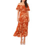 Women's Off The Shoulder Printed Maxi Dress
