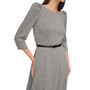 Women's Houndstooth Belted A-Line Dress