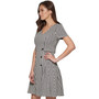 Petite V-Neck Button-Trim Gingham Check Dress