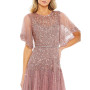 Women's Flounce Sleeve Tea Length Dress