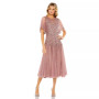 Women's Flounce Sleeve Tea Length Dress