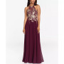 Women's Embellished Chiffon Illusion Gown