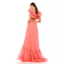 Women's Ruffle Tiered Cut-Out Chiffon Gown