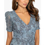 Women's Floral Soutache Sequin Puff-Sleeve Lace Gown