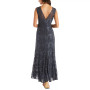 Women's Long Embellished Illusion-Detail Lace Gown