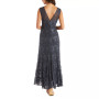 Women's Long Embellished Illusion-Detail Lace Gown