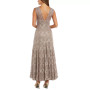 Women's Long Embellished Illusion-Detail Lace Gown
