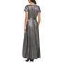 Women's Metallic Foiled Wrap-Front Gown