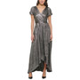Women's Metallic Foiled Wrap-Front Gown