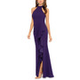 Women's High-Neck Ruffle-Detail Slit-Hem Gown