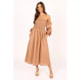 Womens Domenica Shirred Long Sleeve Midi Dress