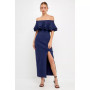 Women's Off the Shoulder Ruffle Maxi Dress with Leg Slit