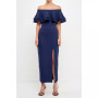 Women's Off the Shoulder Ruffle Maxi Dress with Leg Slit