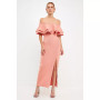 Women's Off the Shoulder Ruffle Maxi Dress with Leg Slit