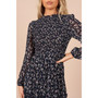 Womens Edwina Shirred Frill Long Sleeve Midi Dress