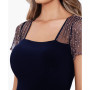 Petite Short Sleeve Mesh Gown