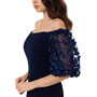Off-The-Shoulder Floral-Sleeve Gown