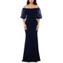 Off-The-Shoulder Floral-Sleeve Gown