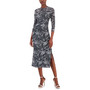 Women's Printed Mesh Ruched Midi Dress