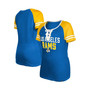 Women's Royal Los Angeles Rams Raglan Lace-Up T-shirt