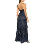 Women's Metallic Crinkled Tiered Gown