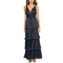 Women's Metallic Crinkled Tiered Gown