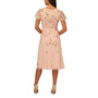 Women's V-Neck Short-Sleeve Beaded Midi Dress
