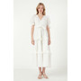 Women's Ruffled Lace Trim Duster Maxi Dress