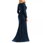 Women's Long-Sleeve Side-Ruched Satin Gown