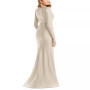 Women's Long-Sleeve Side-Ruched Satin Gown
